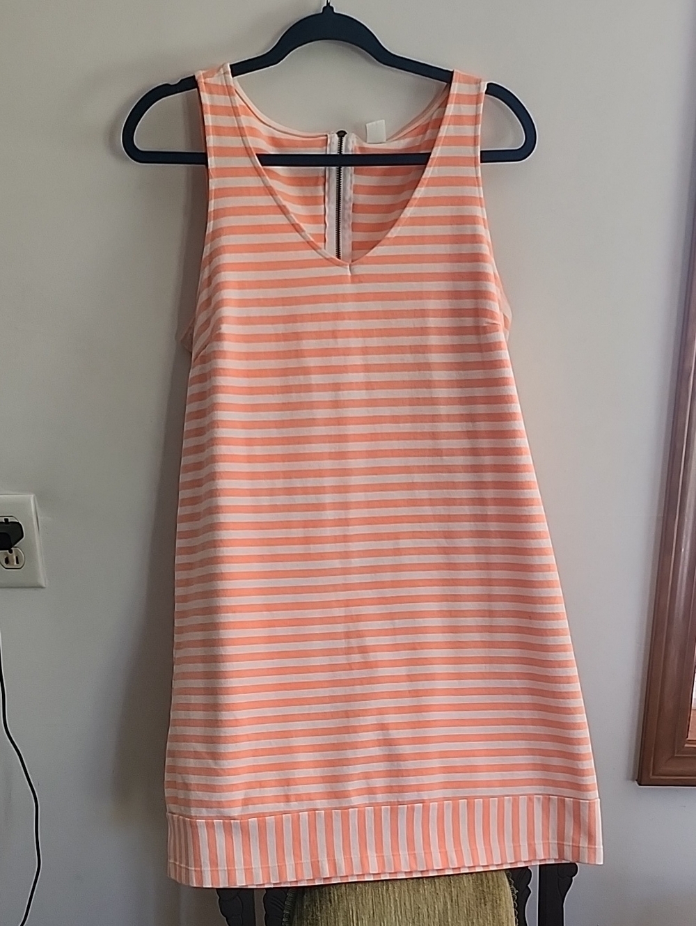 Old Navy Peach and White Striped Sleeveless Mini Dress